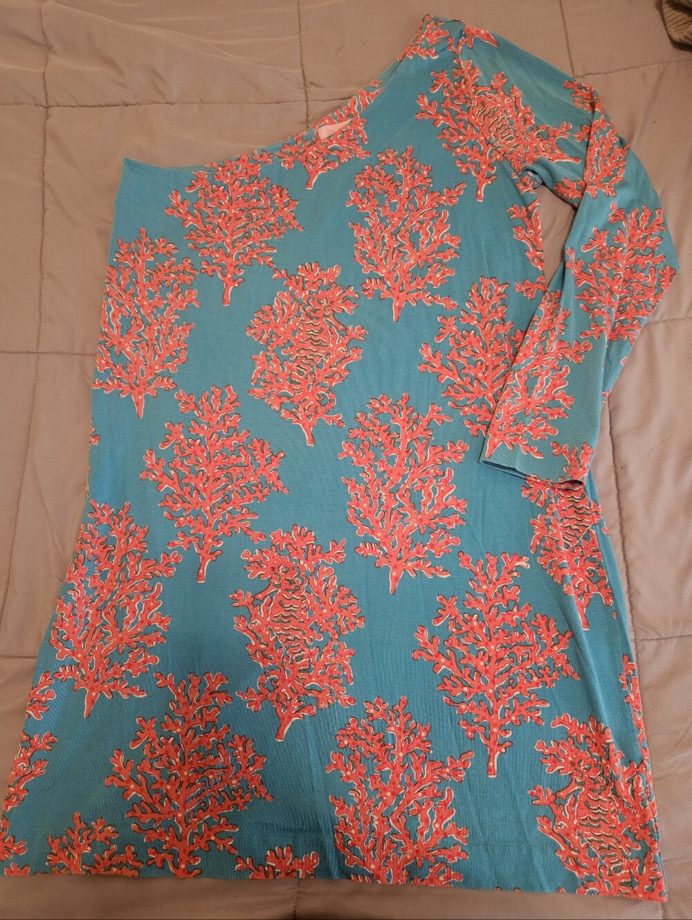 Lilly Pulitzer Turquoise and Coral Pink Coral Print Dress